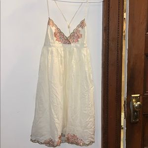 Cream Embroidered Halter Dress